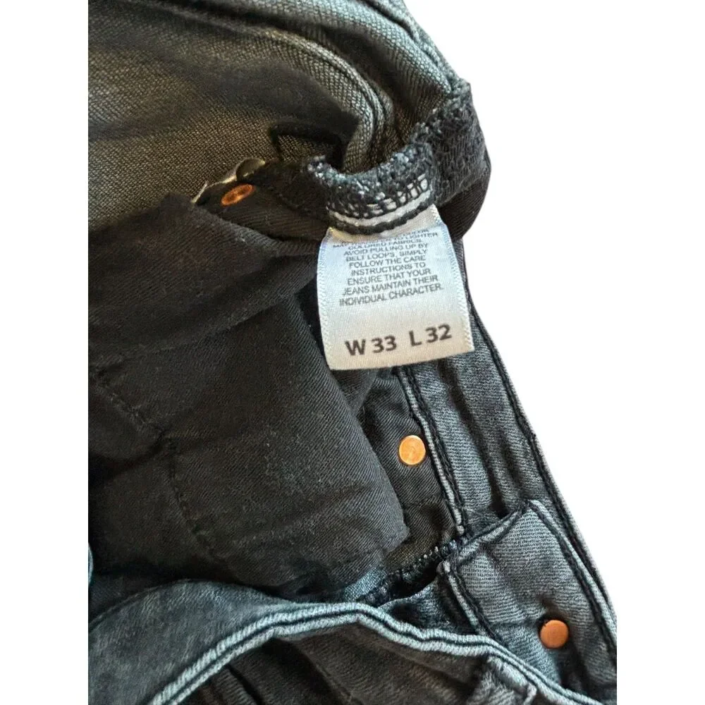 Lucky Brand 223 Straight Men's Black Dark Wash Faded Jeans 33/32 - Picture 4 of 4
